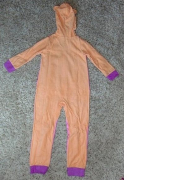 Girls My Little Pony 1 Pc Pajamas 6 Hooded Zip Long Sleeve Fleece Orange Pink - Picture 6 of 6